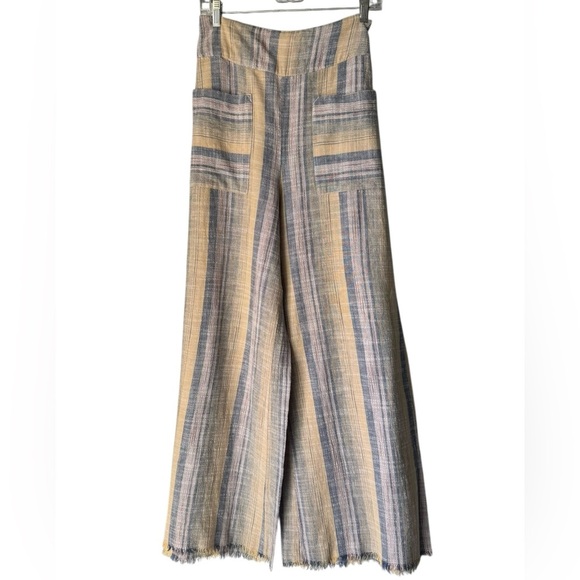 Free People Moonlight pull In Linen Blend Striped Pants - Picture 3 of 6